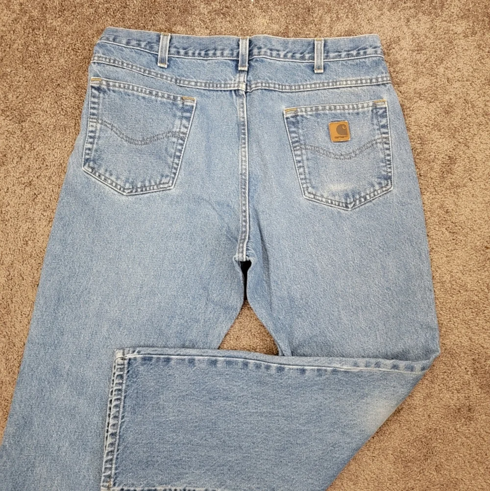 Carhartt Jeans Leather Patch Made In USA Cotton Denim 07  W37 X IN30